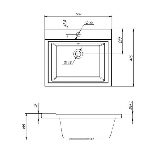 Раковина мебельная ANDREA Cosmos 56