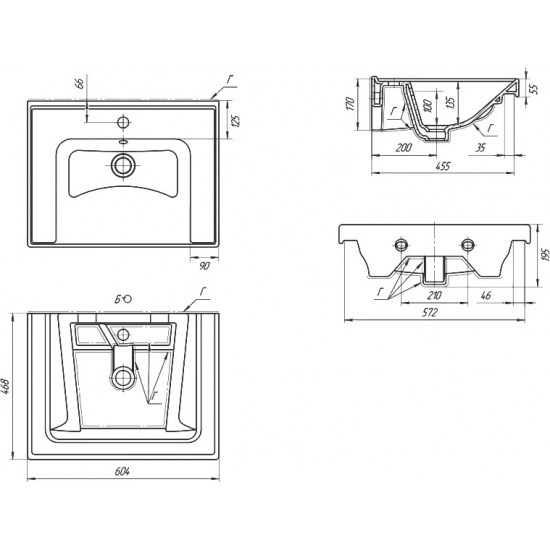 Раковина мебельная DREJA Грейс 60