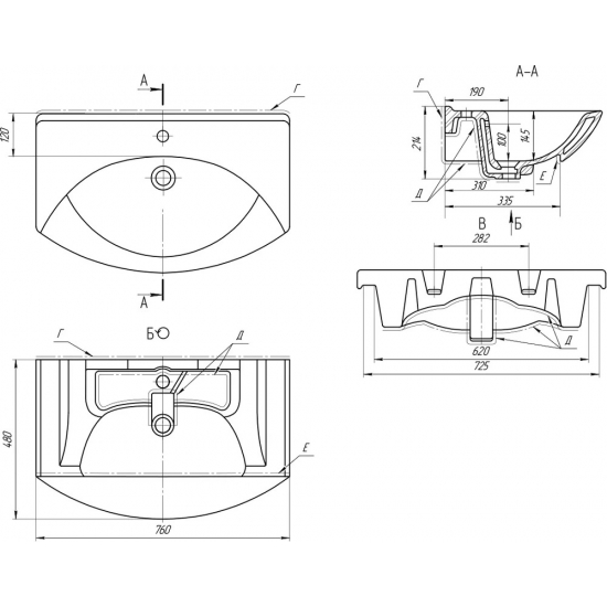 Раковина мебельная DREJA Лагуна 75
