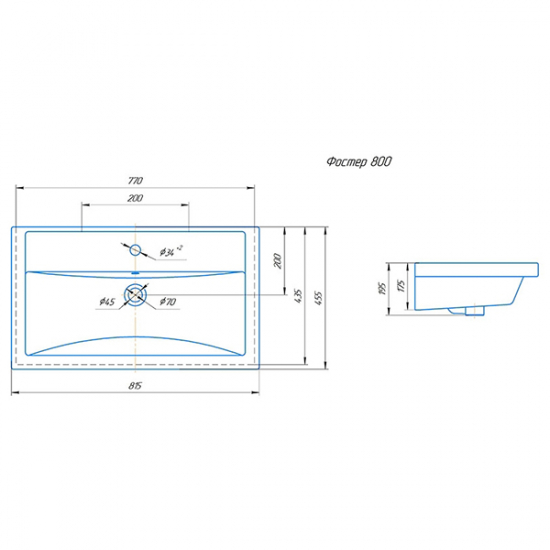 Раковина мебельная KIROVIT Фостер 80 (для тумб Палермо)