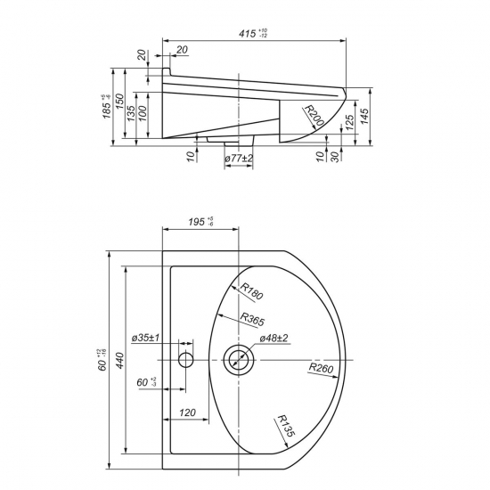 Раковина мебельная ОСКОЛЬСКАЯ КЕРАМИКА Арго 50 декор, цветы