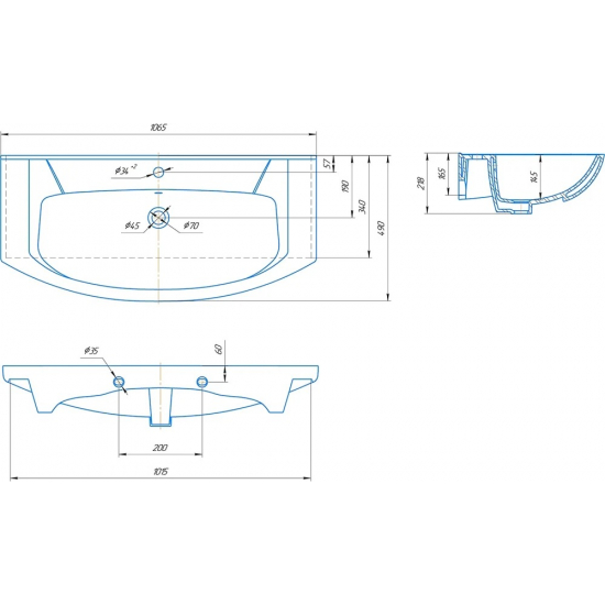 Раковина мебельная ROSA Элеганс 105