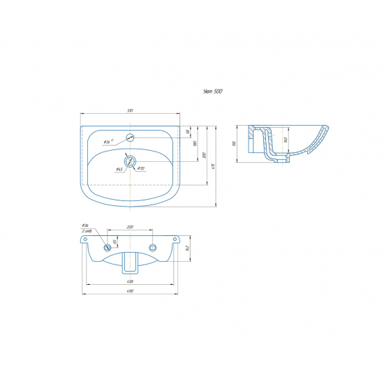 Раковина мебельная ROSA Уют 50