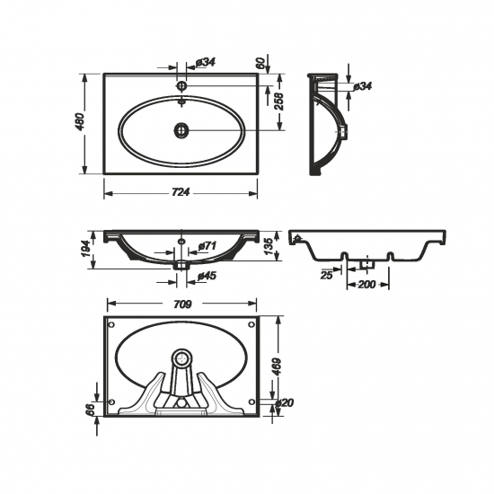 Раковина мебельная SANITA LUXE Next 70