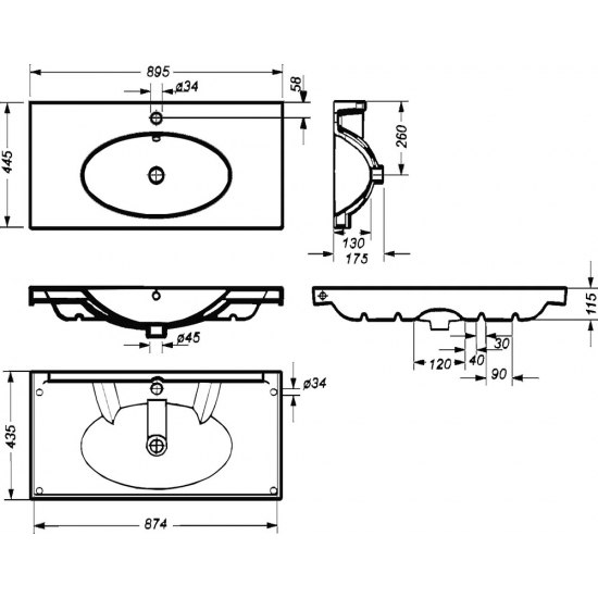 Раковина мебельная SANITA LUXE Next 90 