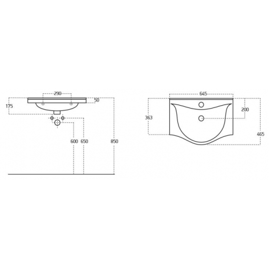 Раковина мебельная SANOVIT Albatross 65 10065-KL 