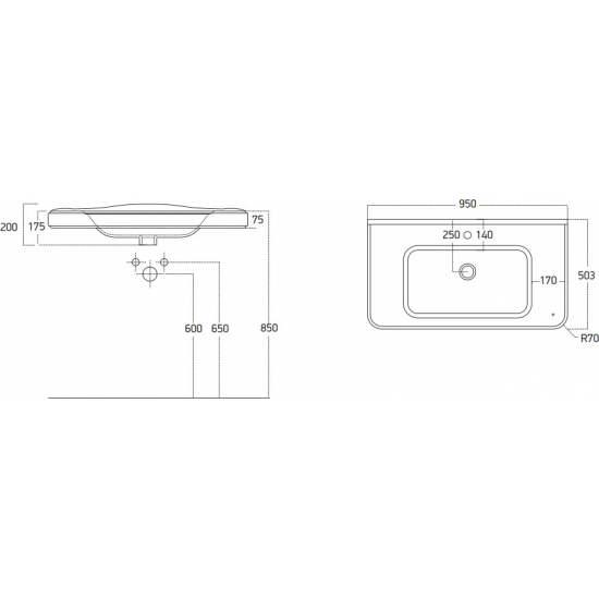 Раковина мебельная SANOVIT Retro 95 15095-KL