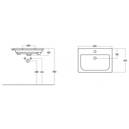 Раковина мебельная SANOVIT Soft 65 13065-KL