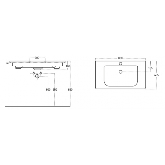 Раковина мебельная SANOVIT Soft 80 13080-KL