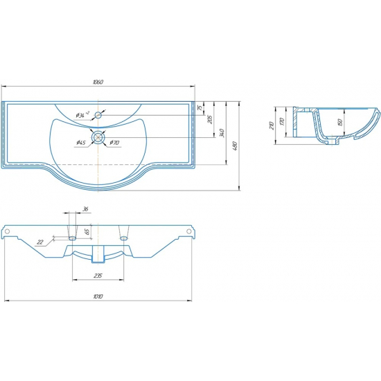Раковина мебельная САНТА Kirovit Классик 105