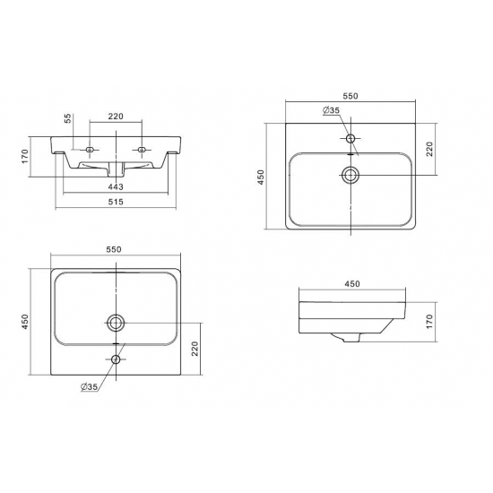 Раковина мебельная SANTEK Адриана 55