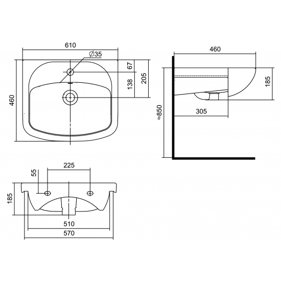Раковина мебельная SANTEK Акварель 60 см