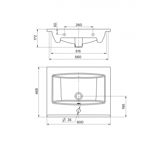 Раковина мебельная SANTEK Элина 60
