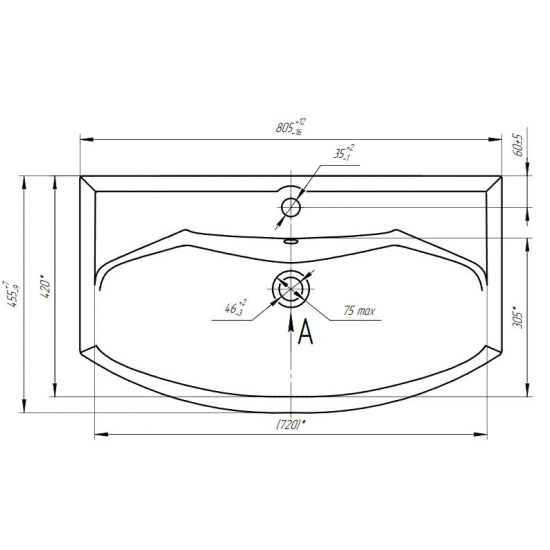 Раковина мебельная SANTEK Смайл 80