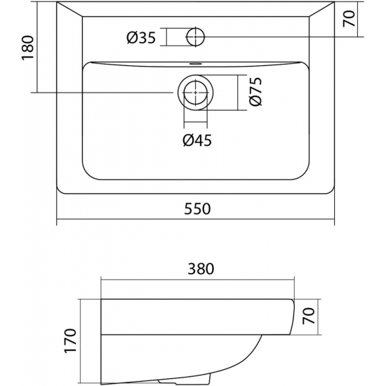 Раковина мебельная SANTEK Тигода мини 55