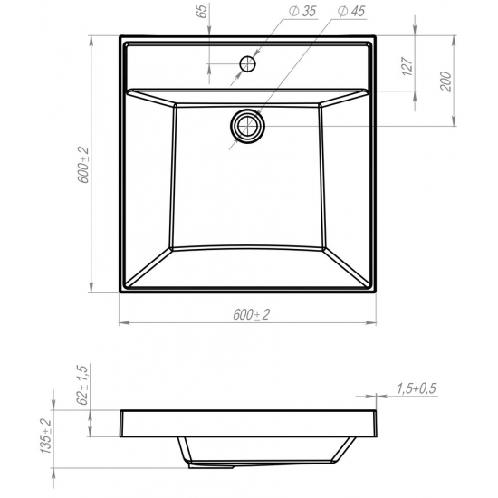 Раковина над стиральной машиной ANDREA Corolina 60x60 
