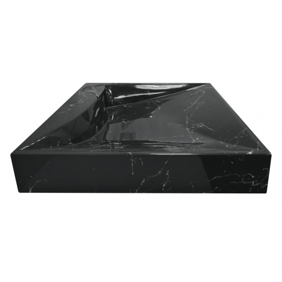 Раковина над стиральной машиной AZARIO Gratsiy 60x60 чёрный мрамор с сифоном