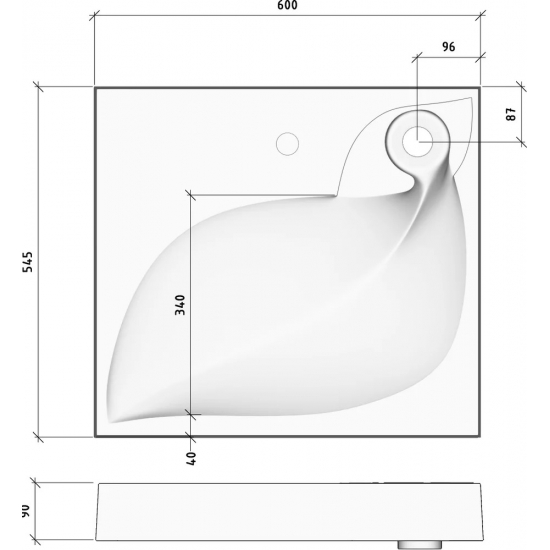 Раковина над стиральной машиной MADERA List 60x55