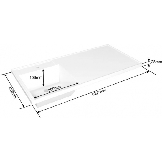 Раковина над стиральной машиной САНТА Лидер 100 L левая