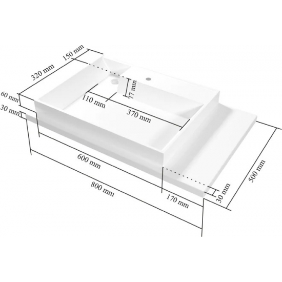 Раковина над стиральной машиной САНТА Юпитер 80 L левая