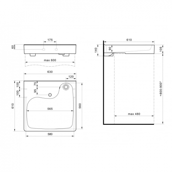 Раковина над стиральной машиной SANTEK Клио 60х60 с кронштейнами