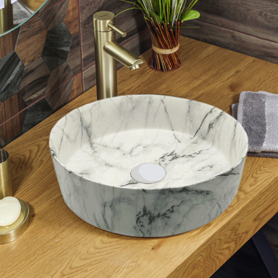 Раковина накладная AZARIO AZ-3134ST 355x355x114 мраморная, матовая