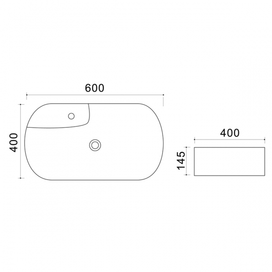Раковина накладная AZARIO AZ-41302 600x400x145