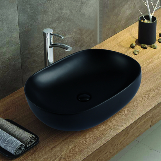 Раковина накладная AZARIO AZ-78326MB 600х415х135 матовая чёрная