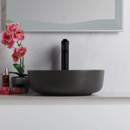 Раковина накладная BELBANGO BB1315-H311 серая матовая