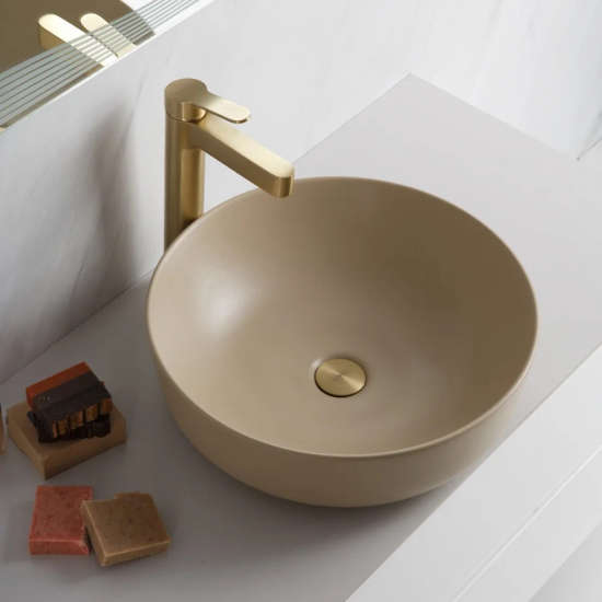 Раковина накладная BELBANGO BB1315-H316 бежевая матовая