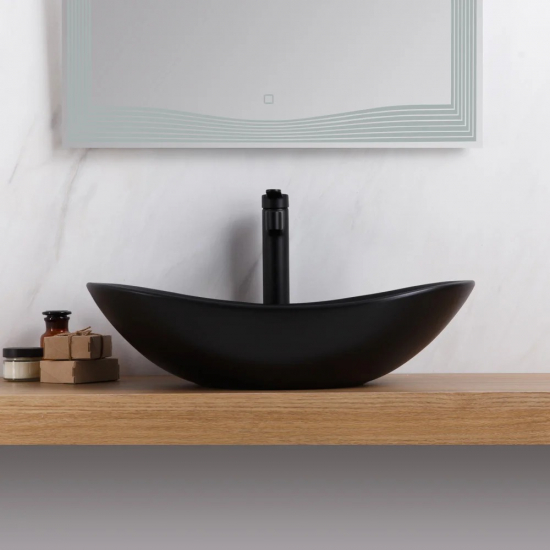 Раковина накладная BELBANGO BB1404-H301 черная матовая