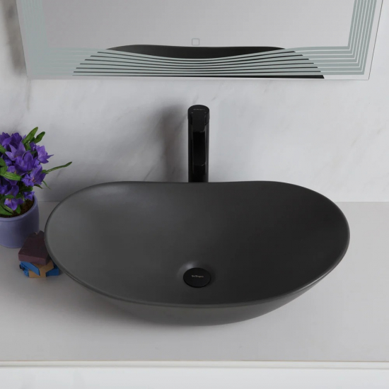 Раковина накладная BELBANGO BB1404-H311 серая матовая