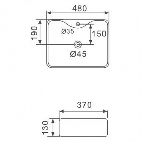 Раковина накладная GAPPO GT206 480x370x130 мм 