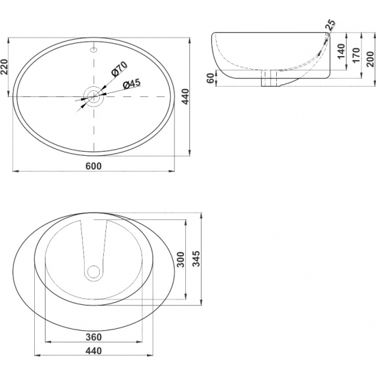 Раковина накладная MELANA MLN-320314-805
