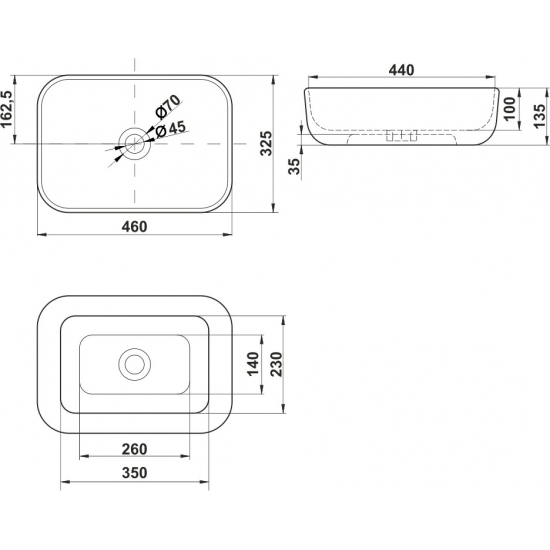 Раковина накладная MELANA MLN-320328MG матовая серая