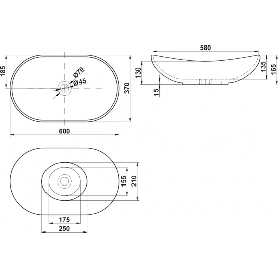 Раковина накладная MELANA MLN-7811A-805