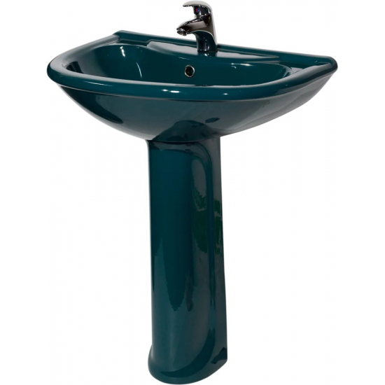 Раковина ОСКОЛЬСКАЯ КЕРАМИКА Престиж 63 с пьедесталом, зеленая