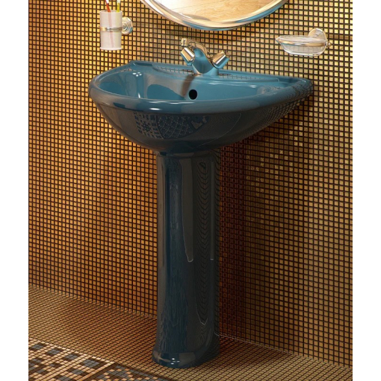 Раковина ОСКОЛЬСКАЯ КЕРАМИКА Престиж 63 с пьедесталом, зеленая