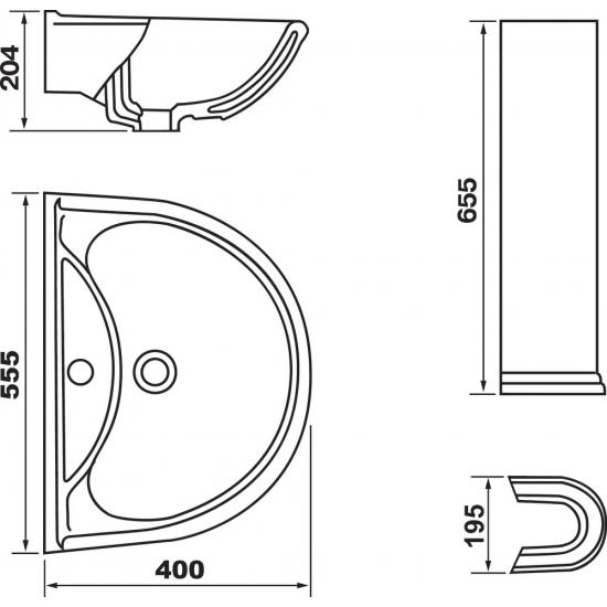 Раковина ОСКОЛЬСКАЯ КЕРАМИКА Престиж Престиж 55 с пьедесталом, белая
