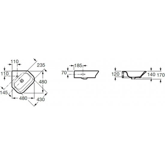 Раковина ROCA Gap 32747R000 угловая 48 см