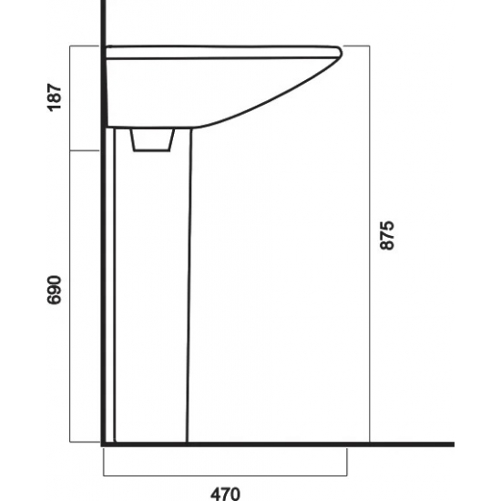 Раковина SANITA Аттика 48 белая, с пьедесталом