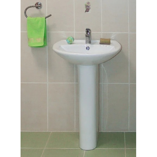 Раковина SANITA Аттика 55 белая, с пьедесталом