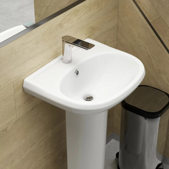 Раковина SANITA Комфорт 48 белая, с пьедесталом