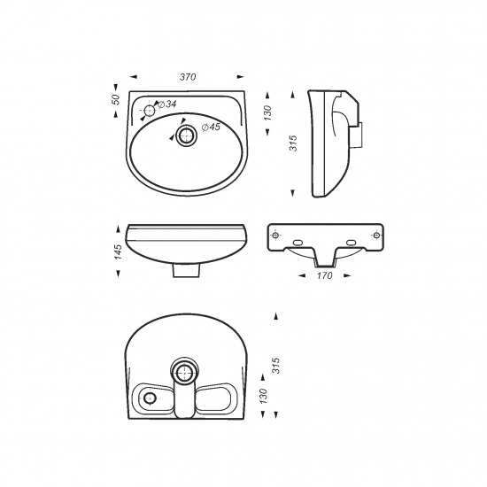 Раковина SANITA Лада 36 