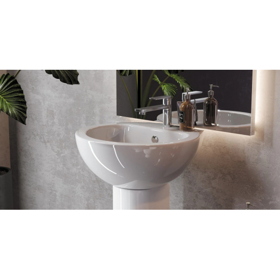 Раковина SANITA LUXE Art 50 белая, с пьедесталом