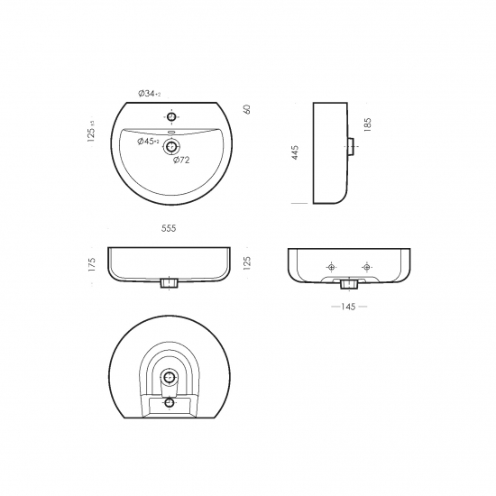 Раковина SANITA LUXE Best 56 c полупьедесталом 