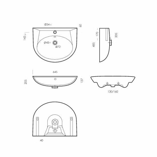 Раковина SANITA LUXE Classic Luxe 65 с пьедесталом
