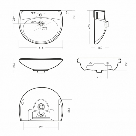 Раковина SANITA Виктория 60 белая, с пьедесталом