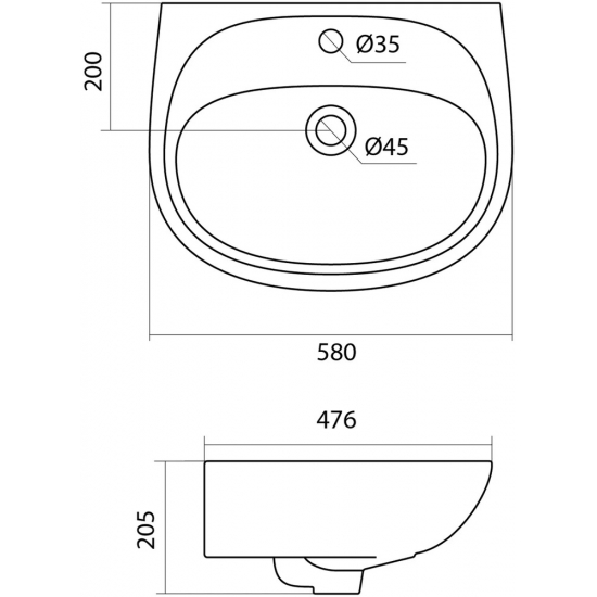 Раковина SANTEK Анимо 60 см 1WH110508, с пьедесталом