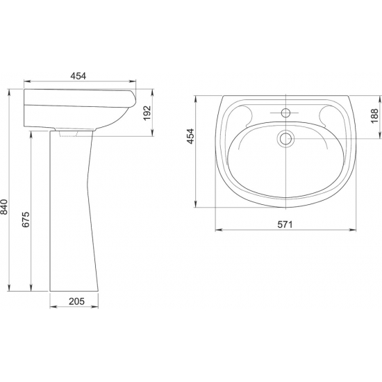 Раковина SANTERI Воротынский 57 см белая, с пьедесталом